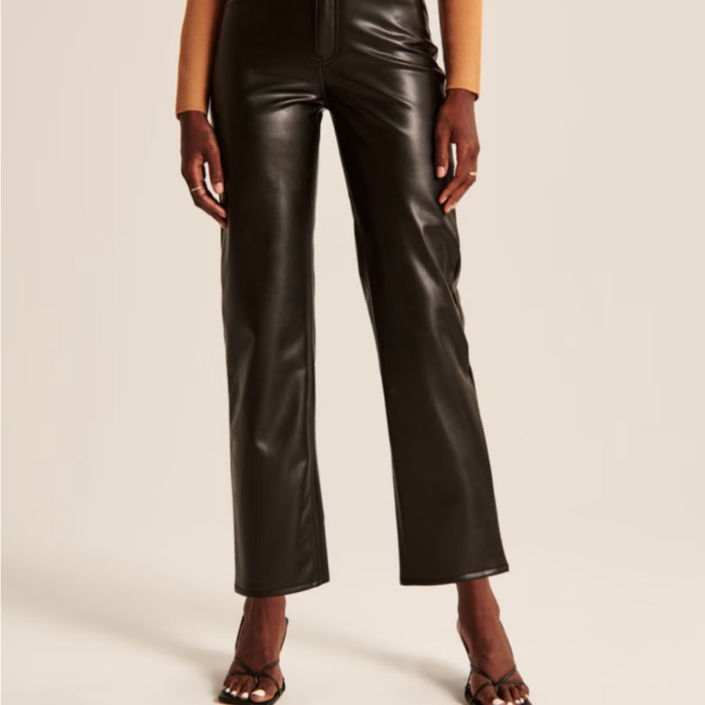 Abercrombie Vegan Leather Ankle Straight Pant The Ankle Straight Ultra High Rise